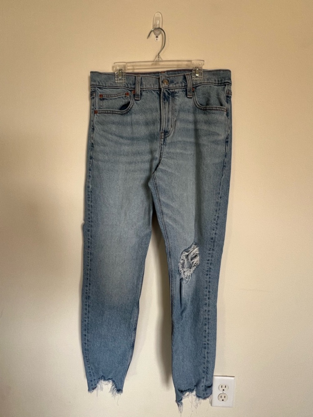 American Eagle Outfitters Light Wash Distressed Ankle Jeans